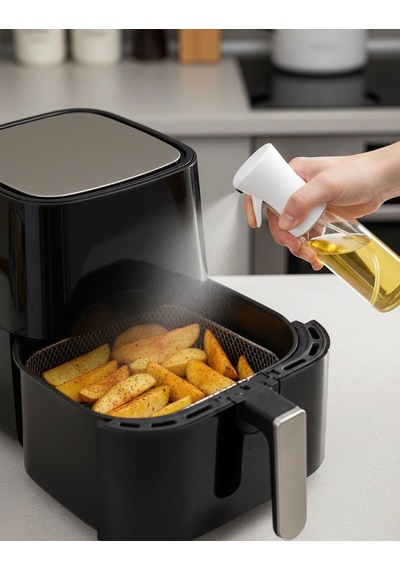 Püskürtmeli Sprey Yağdanlık Cam Şişe Airfryer Sprey Yağdanlık Beyaz