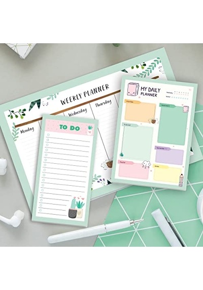 Planlayıcı Set - Haftalık Günlük Planlayıcı - 50 Sayfa Tarihsiz Alışveriş Iş Listesi Görev Yapılacaklar Ça Genel
