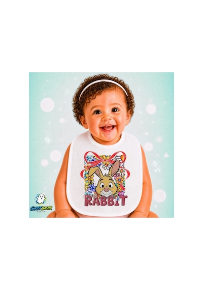 Rabbit Keten Bebek Mama Önlüğü Yumuşak - Emici - Yıkanabilir - Özel Tasarım P169 Çok Renkli