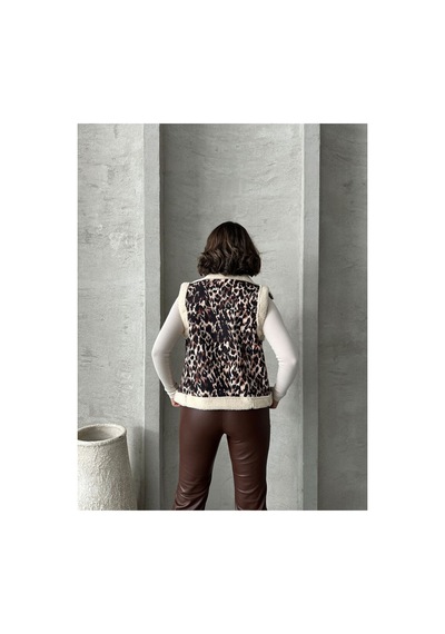 Verymoda Peluş Yelek Vmf1828 Leopar D2