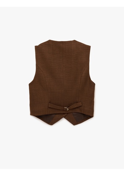 Koton Regular Fit Cepli V Yaka Blazer Yelek Kahverengi 6sak20041uw Kahve