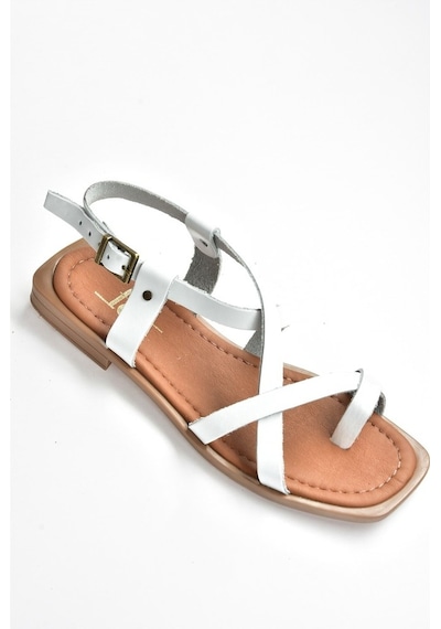 Fox Shoes Beyaz Hakiki Deri Kadın Sandalet (534626724)