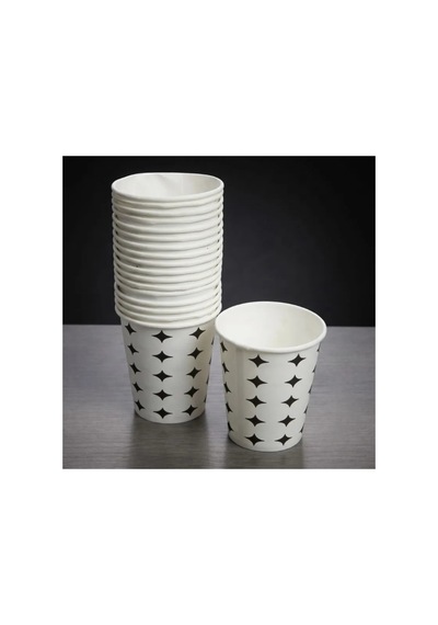 Siyah Yıldız Desenli Karton Bardak - 7 Oz - 50 Li Paket Diğer