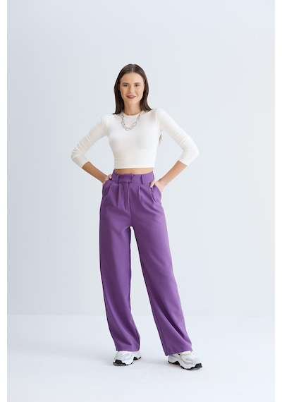 Sortie Collection Rahat Kesim Klasik Model Kumaş Pantolon Mor-mor Mor