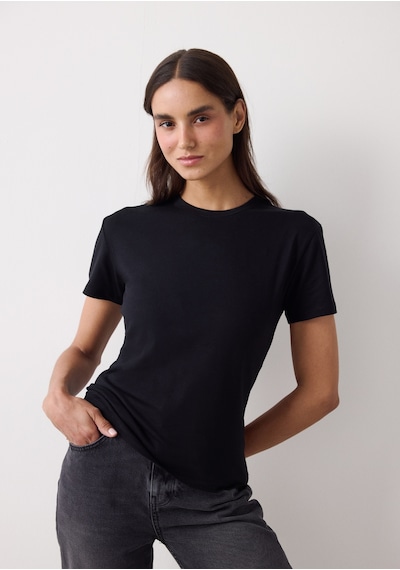 Penti Siyah Bisiklet Yaka Slim Fit Pamuklu Tişört