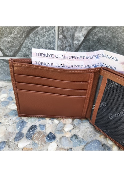 Gvnbag Hakiki Deri Erkek Yatay Taba Cüzdan Gvn-0135