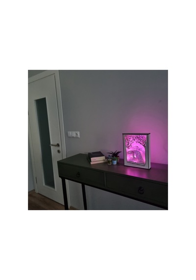 Özel Tasarım 8 Katmanlı Ahşap Dekoratif Ressam Gece Lambası Pembe - 738559961 Pembe