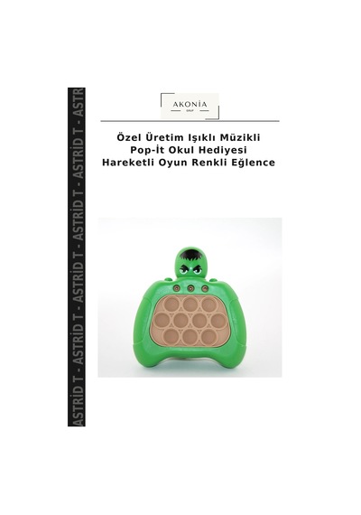 Özel Üretim Işıklı Müzikli Pop-it Okul Hediyesi Hareketli Oyun Renkli Eğlence