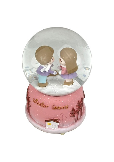 Winter Lovers - Kış Aşıkları Işıklı Ve Müzikli Kar Küresi Pembe