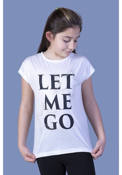 Toontoy Kids Toontoy Kız Çocuk Let Me Go Baskılı Tişört Beyaz
