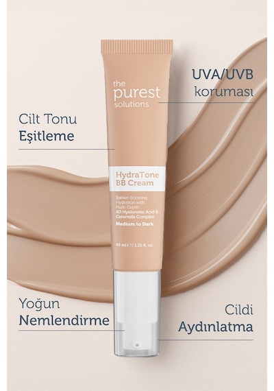 The Purest Solutions Kuru ve Karma Ciltler İçin Yoğun Nemlendirici BB Krem, SPF 50 + 40 ml – Orta / Koyu Ton