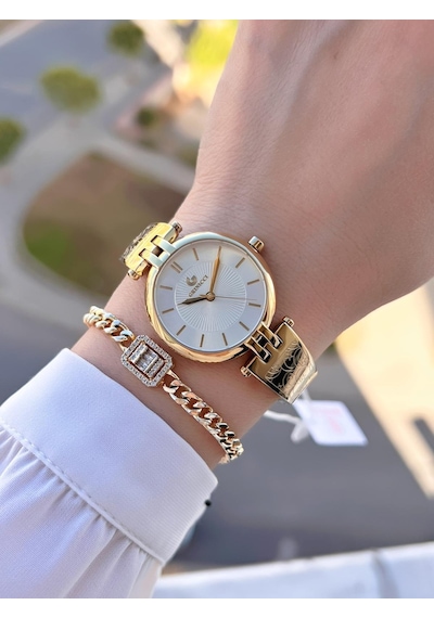 Revello Altın Kaplama Kararma Renk Atma Yapmaz 3atm Su Geçirmez+bileklik Lady Wristwatch Grc.101.m1