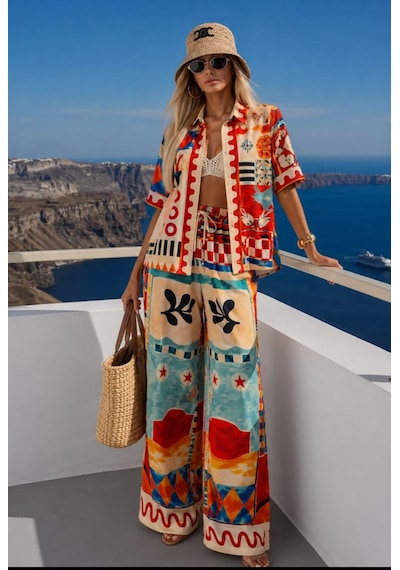 Meryu Ticaret İkili Takım Gömlek & Pantolon İthal Jessica Çok Renkli