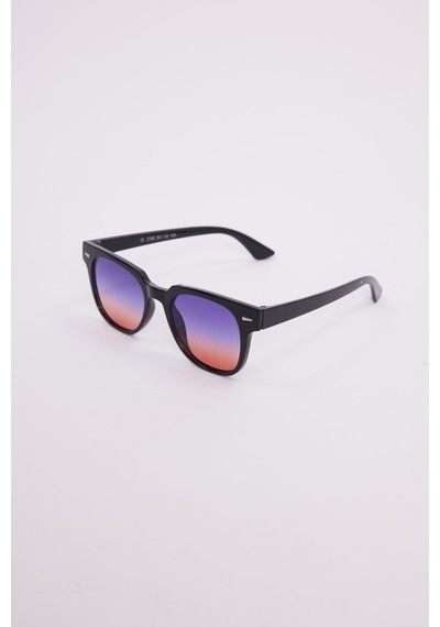 Unisex Oval Siyah Çerçeve Uv 400 Korumalı Renkli Cam Güneş Gözlüğü-51239 Çok Renkli