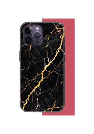 İphone 14 Pro Uyumlu Altın Diyagonal Uv Baskılı Silikon Kılıf Renkli