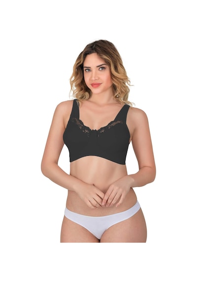 Siyah Mı Emay 181 B Dantelli Toparlayıcı Cotton Sütyen Siyah