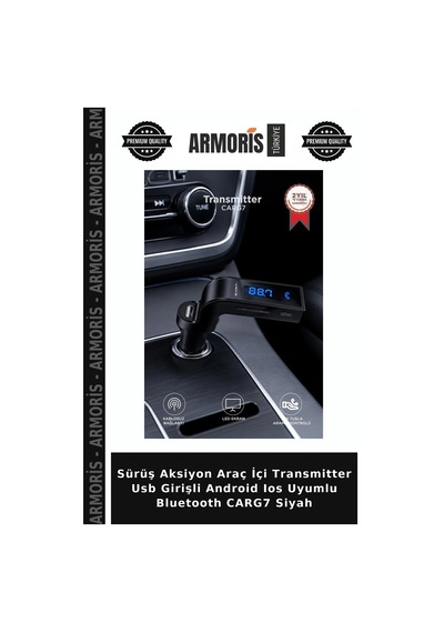 Sürüş Aksiyon Araç İçi Transmitter Usb Girişli Android Ios Uyumlu Bluetooth Carg7 Siyah
