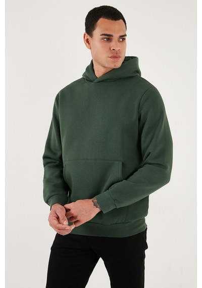 Buratti Regular Fit Kapüşonlu Kanguru Cepli Içi Tüylü Yumuşak Şardonlu Erkek Sweat 5905281 Nefti
