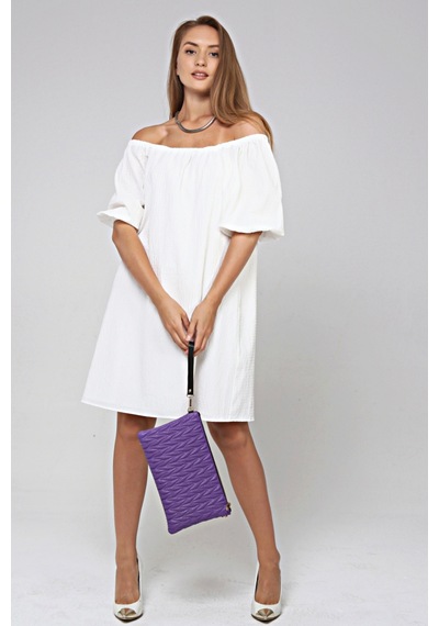 Morpelikan Mor Zikzak Clutch Kadın Portöy Çanta Mor