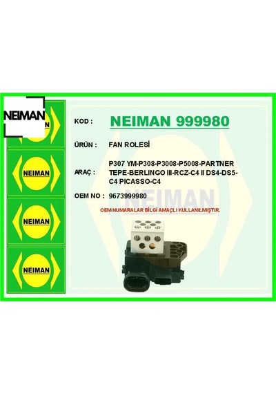 Fan Rolesi P307 Ym-p308-p3008-p5008-partner Tepe-berlıngo Iıı-rcz-c4 Iı Ds4-ds5-c4 Pıcasso-c4 Neıman 9673999980
