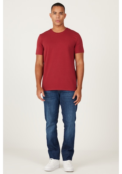 Erkek Bordo 360 Derece Her Yöne Esneyen Slim Fit Bisiklet Yaka Tişört Bordo