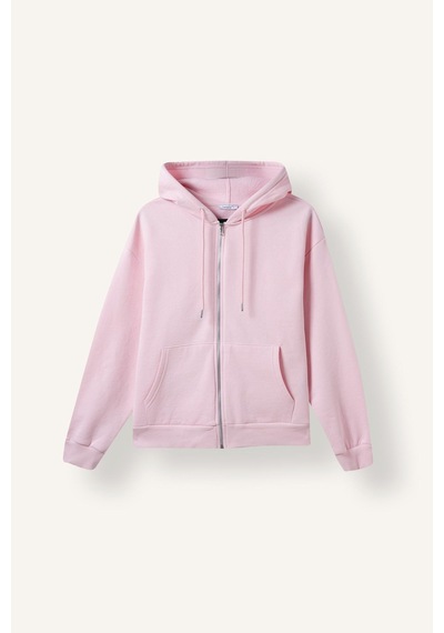 Defacto Relax Fit Kapüşonlu Cepli Basıc Fermuarlı Sweatshirt C1809ax26wnpn38 Pembe-pn38