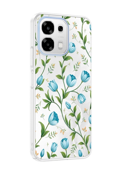 Maks Technology Oppo A6 Uyumlu Pro Kılıf Kamera Korumalı Desenli Mkst Klip Kapak - Mavi Lale -