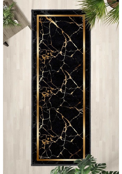 Yıkanabilir Yolluk 8 Siyah - Gold