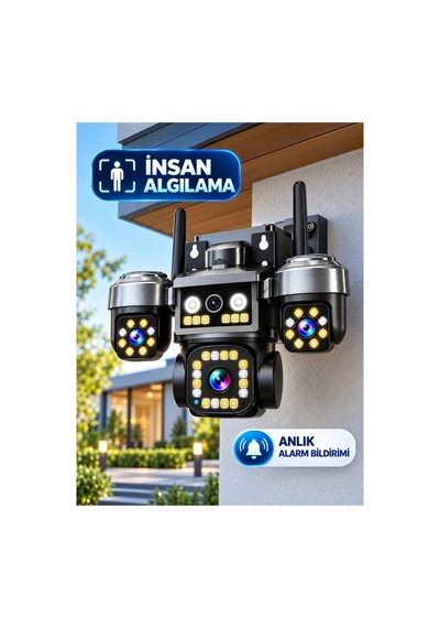 Okam 202plusw 4k 4 Kamera Wifi Ptz Sesli Akıllı Takip Zoom Güvenlik Kamera 7/24 Koruma 3+3+3+3mp