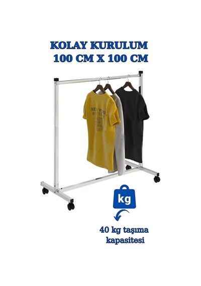 Ev Tipi Ekonomik Kıyafet Askısı Tekerlekli Askılık Orta Stant Metal