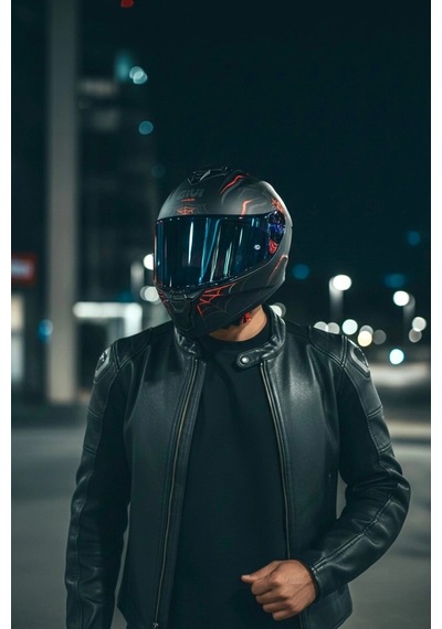 Gıvı 50.x Arachno Mat  1 Renkli 1 Şeffaf Vizörlü Motosiklet Kask Lacivet Vizör + Şeffaf