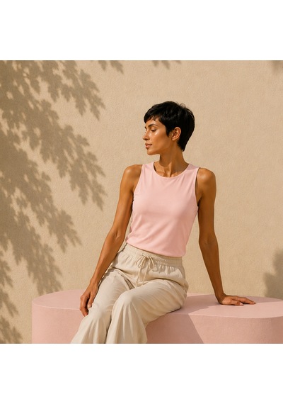 Bonbon Kadın Basic Kolsuz İçi Yarım Astarlı Tshirt Bb2538 Pembe