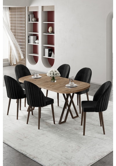 Canisa Kaye Serisi Mdf 90x168 Atlantik Çam Mutfak Masa Takımı 6 Siyah Sandalye Atlantik Çam Masa Siyah Sandalye Canisa Kaye Serisi Mdf 90x168 Atlantik Çam Mutfak Masa Takımı 6 Siyah Sandalye Atlantik Çam Masa Siyah Sandalye