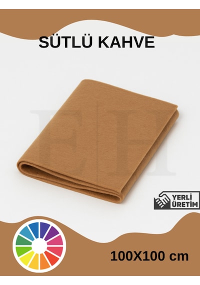 Sütlü Kahve Rengi Metrelik İnce Renkli Keçe Kumaş Keçe 1 Mm Aktivite Keçesi 1 Metre 100 Cm X100 Cm