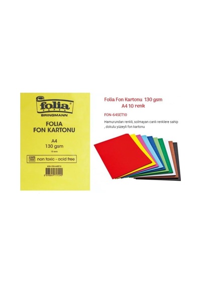 Folia Fon Kartonu A4 10 Renk Kod 64Set10