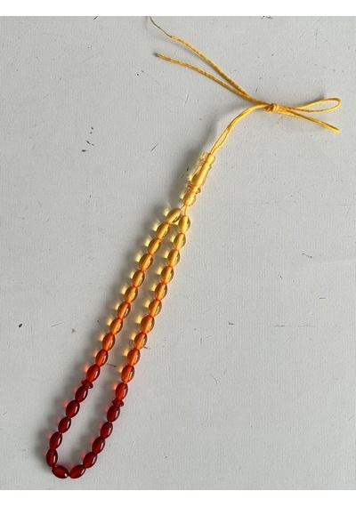 Oval Kesim Kokulu Toz Kehribar Tesbih 33lük 5mm A012
