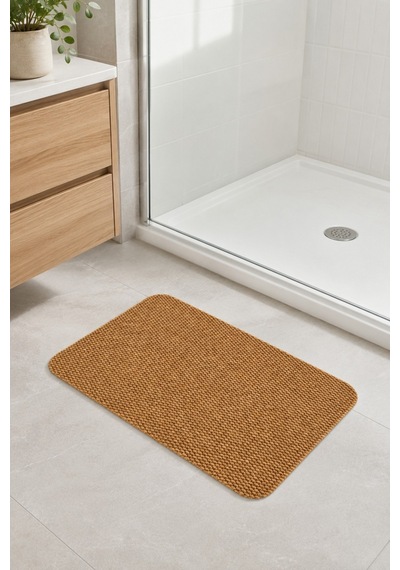 Yıkanabilir Banyo Paspası Kaymaz Taban Su Emici Duş Önü Lavabo Önü Tuvalet Önü Banyo Halısı 40x60 Cm Kahverengi