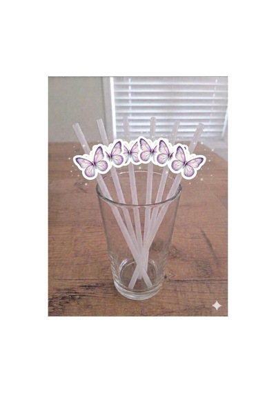 12 Li Mor Konsept Parti Pipeti Ve 12 Li Cupcake Kürdan Süsü Seti. Beyaz