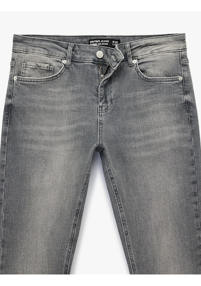 Koton Normal Bel Pamuklu Cepli Skinny Fit Jean Pantolon - Michael Jean Gri 6sam40016nd Gri