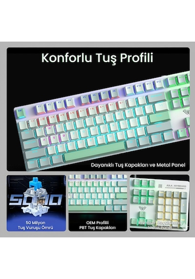Aula S500 Blue Switch Rgb Makrolu Kablolu Gaming Mekanik Oyuncu Klavyesi