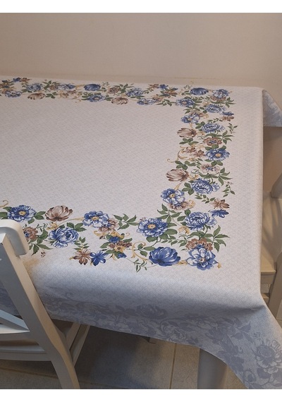 Dora Pano Elyaf Tabanlı Pvc Muşamba - Desenli Silinebilir 115 X 140 Hazır Masa Örtüsü Mavi
