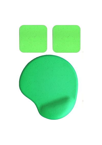 Oval Yeşil Kum Desen Bilek Destekli Mouse Pad + 2 Adet Yeşil Kupa Fincan Bardak Altlığı Altlık Set