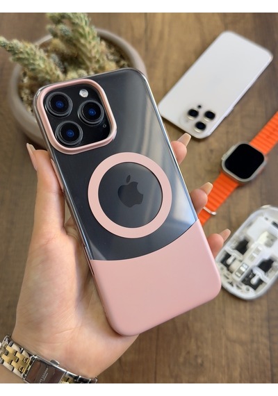 Apple iPhone 16 Pro Max Magsafe Uyumlu Mika Sararmaz Kılıf Soocase720 Pembe