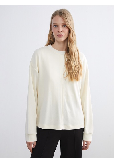 Lcw Everyday Beyaz Bisiklet Yaka Kadın Sweatshirt