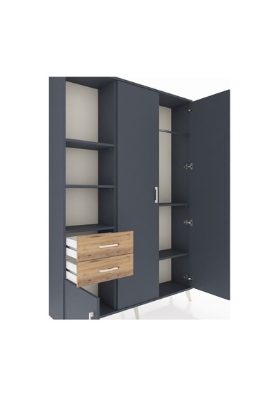 Arges Dolap 5 Raflı 2 Çekmeceli Tek Askılı 132x30x195 Antrasit-antrasit/çam Antrasıt/atlas Çam Arges Dolap 5 Raflı 2 Çekmeceli Tek Askılı 132x30x195 Antrasit-antrasit/çam Antrasıt/atlas Çam