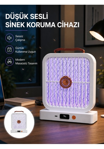 Masaüstü Şarjlı Elektrikli Sinek Öldürücü Uv Teknolojili Beyaz Cihaz - Lisinya