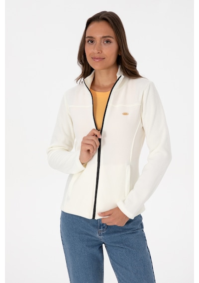 U.S. Polo Assn. Kadın Krem Fermuarlı Dik Yaka Polar Sweatshirt 50316729-VR256