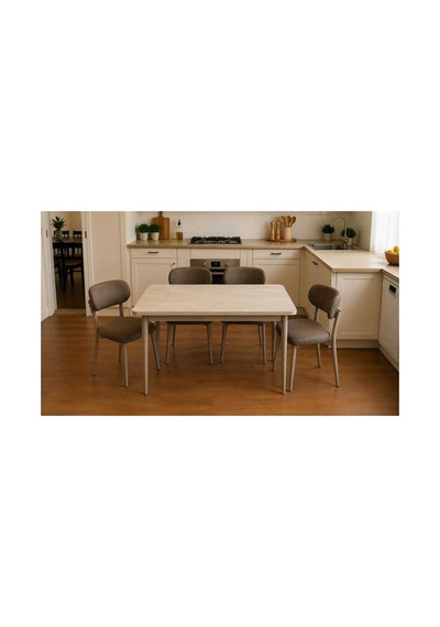 Tool Aksesuar T-6001 Traverten 70x120 Mdf Polo Kahverengi Sandalye 4 Kişilik Yemek Masası Takımı Tool Aksesuar T-6001 Traverten 70x120 Mdf Polo Kahverengi Sandalye 4 Kişilik Yemek Masası Takımı