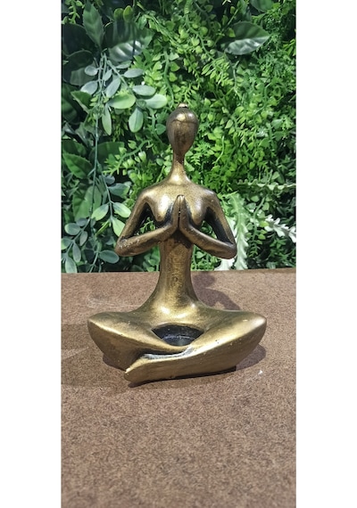 Yogacı Kadın Mumluk Biblo Sarı