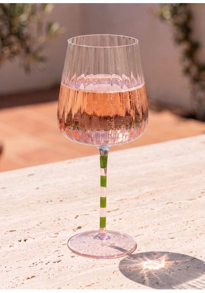 The Mia Şarap Kadehi Pembe Yeşil 600 Ml Çok Renkli